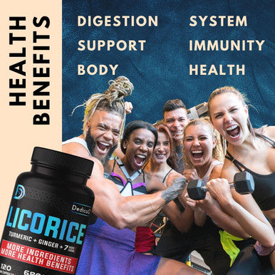 Licorice Root Capsules 4 Months 6800Mg For Skin, Digestion & Immune Health Support - 10In1 Mixed Turmeric Curcumin, Ginger Root