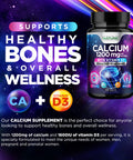 Built Nature Calcium 1200Mg With Vitamin D3 For Best Absorption - Advanced Bone Support Supplement, 1200 Mg Calcium Carbonate & 1600 Iu Vitamin D3, Slow Release For Immune Support, Easy To Swallow, 120 Tablets