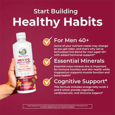 MaryRuth Organics Men's 40+ Liposomal Multivitamin Liquid Multivitamin with Vitamins, Minerals & Omega-3/9, Non-GMO, Vegan, 15.22 fl oz