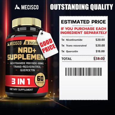 3In1 Nad+ Supplement 1200Mg - Nicotinamide Riboside With Trans Resveratrol & Quercetin - Cellular Activity, Immune, Aging Health - 60 Count Supply For 30 Days