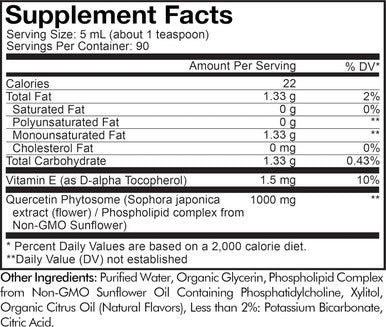 Codeage Liquid Quercetin Phytosome Supplement Quercetin 1000 mg Dihydrate 3-Month Supply Immune Support Sophora Japonica Vitamin E Liposomal Delivery Vegan Non-GMO 15.22 fl oz