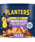 PLANTERS Mixed Nuts Unsalted, Party Snacks, Plant-Based Protein, 10.3 oz Canister
