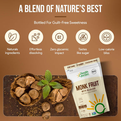 Health Garden Monk Fruit With Allulose Sweetener - Natural Plant-Based Sugar Tive With Zero Calories - Ideal For Keto Diets Gluten- Vegan And Non-Gmo - 2.5Lb