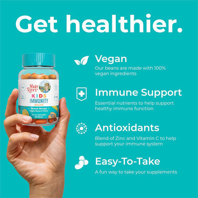 Maryruth Organics Kids Immunity Beans | Vita-Beans with Vitamin C and Zinc | Immune Support Supplement | Kids Ages 4+ | Peach Mango Flavor | Vegan | Non-GMO | Gluten | 60 Count