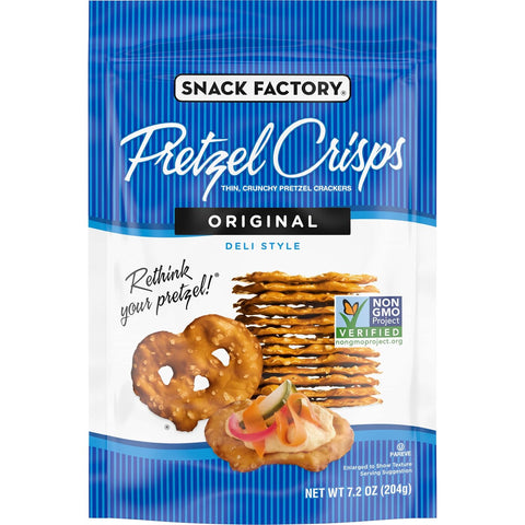 Snack Factory Pretzel Crisps, Cinnamon Sugar, Baked, Kosher, 7.2 Ounce (Pack of 12)