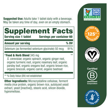 MegaFood Selenium Selenium 50 Mcg Selenium Supplement 60 Servings