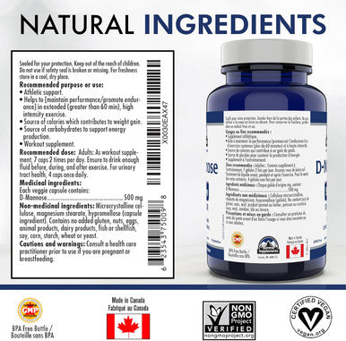Summit Supplements - D-Mannose Capsules 500 Mg, 120 Veggie Caps - Support Urinary Tract Health - Source Of Carbohydrates To Support Energy Production - Athletic Support Supplement