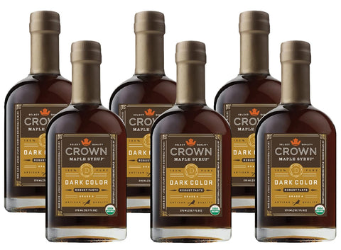 Crown Maple Certified Organic Dark Color Robust Taste Maple Syrup, Pure, Gluten Free, No Preservatives, Non-GMO pairs well with Pancakes, Coffee, Cocktails & Brunch, 12.7 Fl Oz (Pack of 1)