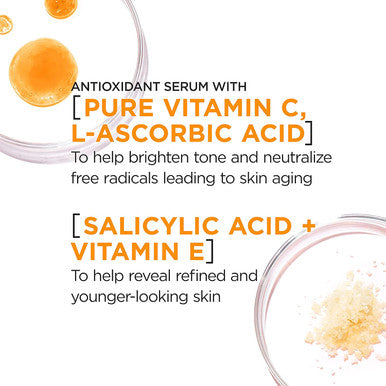 L'Oreal Paris Revitalift 12% Pure Vitamin C Serum Vitamin E Salicylic Acid Moisturizing Smoothing & Brightening Non Greasy + Moisturizer Sample Clear 2 Piece Set