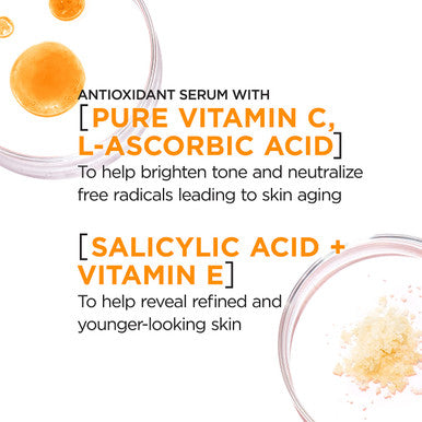 L'Oreal Paris Revitalift 12% Pure Vitamin C Serum Vitamin E Salicylic Acid Brightening 1 Oz + Moisturizer Sample
