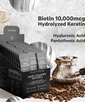 Codeage Multi Collagen and Biotin 10000 mcg + Vitamin C B6 & D3 Keratin Hyaluronic Acid Niacin 18 Amino Acids - Stick Packs Supplement - 5 Types Collagen Protein 30 Powder Packets