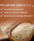 Psyllium Husk Complex - 1080mg of Psyllium Husk Powder (60 High Fiber Capsules) Fiber Supplement with Psyllium + 10 Herbs Supports Digestion, Intestinal Health & Regularity*