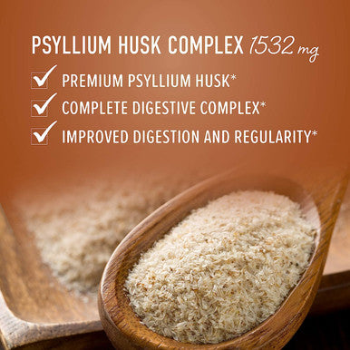 Psyllium Husk Complex - 1080mg of Psyllium Husk Powder (60 High Fiber Capsules) Fiber Supplement with Psyllium + 10 Herbs Supports Digestion, Intestinal Health & Regularity*