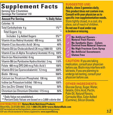 Nature Made Multivitamin For Her Womens Multivitamin For Daily Nutritional Support Multivitamin For Women 220 Gummies & 1 Bottle Of Hair Skin Nails 2500Mcg 90Ct Gummies
