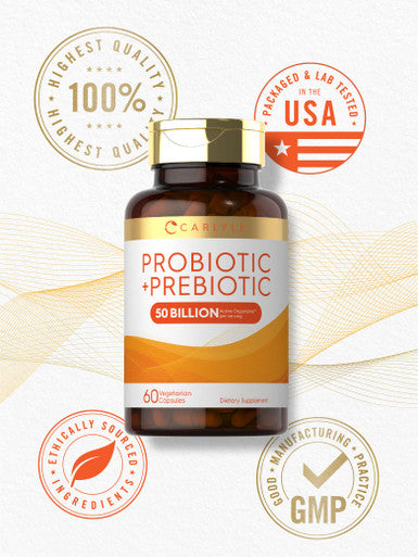 Carlyle Prebiotic & Probiotic | 50 Billion Cfu|60 Capsules| For Women & Men | Powder Pills | Vegetarian, Non-Gmo & Gluten Free