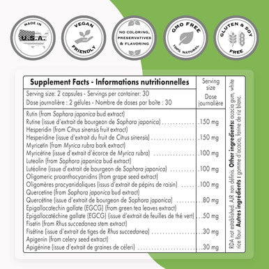 Supersmart FlavoLife 9 Bioflavnoids Supplement Boost Immune System Including Luteolin Fisetin Quercetin NonGMO Gluten Free 60 Vegetarian Capsules