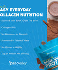 Paleovalley 100% Grass Fed Bone Broth Protein Powder Chocolate Rich in Collagen for Hair Skin Gut Health Bone and Joint Support 28 Servings