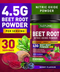 Built Nature Beet Root Nitric Oxide Powder Supplement - Organic Beetroot Super Food Performance Booster For Circulation, Energy, Stamina, Blood Flow And Heart Health - Vegan, Non-Gmo - Berry Flavor - 30 Servings