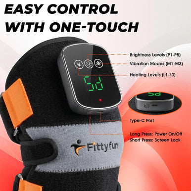 Fittyfun Knee Massager With Heat And Red Light Therapy Fsa Eligible Hsa Approved 5000Mah Cordless Knee Massager For Knee Pain Relief 60 Leds Near Infrared Knee Brace Portable Knee Wrap For Joint/Calf/Elbow