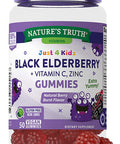 Kids Black Elderberry Gummies | 50 Count | with Zinc and Vitamin C | Vegan, Non-GMO & Gluten Supplement | by Nature's Truth