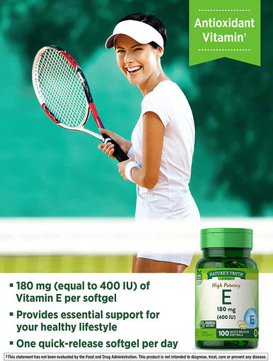 Nature's Truth Vitamin E Capsules 400 IU 100 Softgels Non-GMO and Gluten