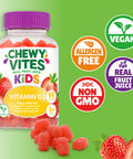 Chewy Vites Kids High Strength Vit D3 60 Kids Vitamin D Gummies 10 mcg 400 IU Vitamin D3 2 Months Supply Vegan Real Fruit Juice Age 3 + Strawberry Flavour