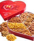 NUT CRAVINGS - Purim Mishloach Manot Mixed Nuts Gift Basket in Red Gold Box (7 Assortments, 1 LB) Ramadan Gifts Treats for Adults, Food Arrangement, Healthy Snack Care Package, Kosher