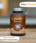 Zooki 500mg Liposomal Glutathione Capsules | 4X Higher Absorption | Ultimate Skin Liver Detox Energy Support | Natural Ingredients Vegan | (30 Servings)
