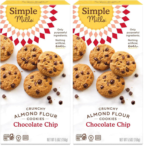 Simple Mills Almond Flour Chocolate Chip Cookies, Gluten Free and Delicious Crunchy Cookies, Organic Coconut Oil, Good for Snacks (Packaging May Vary)