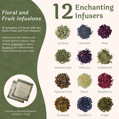 Lyon DIY Tea Blending Set-16 Tin Variety Pack-Premium Herbal Tea & Exotic Floral/Fruit Flavor Infusers - Create 75+ Cups w/Assorted Teas Oolong Chamomile Rose Peach & More