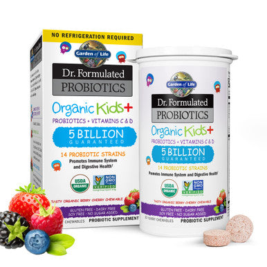 Garden of Life Dr. Formulated Probiotics Organic Kids+ Plus Vitamin C & D - Berry Cherry - Gluten & Nature'S Way Sambucus Elderberry Immune Gummies