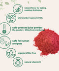 Sustainably US Grown, Organic Cranberry Juice Powder (Wild Cranberry Supplements Cold Pressed), 8 Ounce, Enhance Urinary Tract Cleanse & Prostate Health, Water Soluble and Pet Friendly