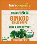 BareOrganics Ginkgo Liquid Drops, Herbal Supplement, 1 Ounce