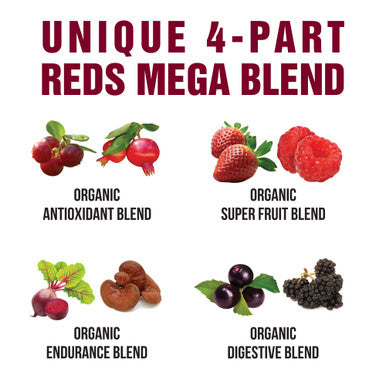 Organic Reds Superfood Powder. Best Tasting Organic Red Juice Super Food With 25+ All Natural Ingredients And Polyphenols. Vital