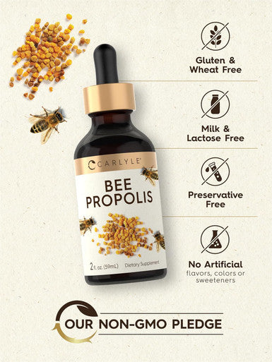 Carlyle Bee Propolis Tincture Drops | 2 Fl Oz | Liquid Extract | Non-GMO Gluten Supplement