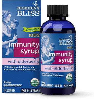 Mommy's Bliss Organic Elderberry Syrup and Immunity Boost With Vitamins Prebiotics and Echinacea for Kids and Adults 1 yr+ 3 Fl Oz
