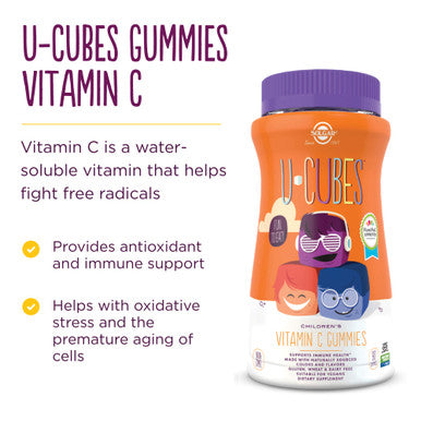 Solgar U-Cubes Children'S Vitamin C 90 Gummies - Includes 2 Great-Tasting Flavors Orange & Strawberry - Immune Support - For Ages 2 & Up - Non Gmo Vegan Gluten Free Dairy Free - 45 Servings