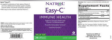Natrol Easy-C Immune Health, Supports Immune Health with Vitamin C and Bioflavonoids, Bios Vegi Capsules, 500 mg, 240 Count