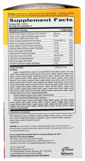 Country Life Real Food Organics Daily Nutrition For Women Fermented Wholefood Supplement For Women S Health 60 Tablets Certified Usda Organic Certified Gluten Free Certified Vegan