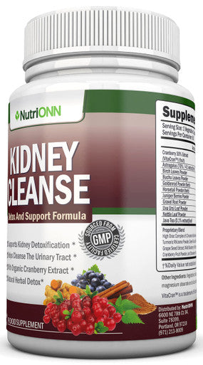 KIDNEY CLEANSE - Detox and Support For Urinary Tract, Bladder and Kidneys - All Herbal Supplement Formula With Organic Cranberry, Astragalus, Turmeric, Goldenrod, Gravel Root, Juniper and More