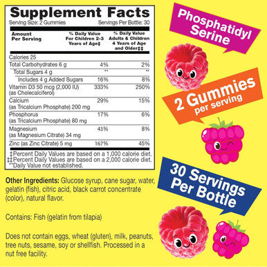 Kid'S Calcium, Magnesium, Zinc + Vitamin D3 Gummies By Wellyeah Bone, Muscle And Nerve Health Support, Immune Support For Men And Women Gluten Free, Non Gmo Raspberry Flavor 60 Count