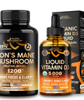 NUTRAHARMONY Organic Vitamin D3 Drops & Lions Mane Mushroom Capsules