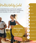 Healthspan Multivitamin Gold (180 Tablets) A-Z Formulation Wellbeing and Immune Support Algal Source Vitamin D3 Vitamins A, B, C, D, E and K Calcium Iron Magnesium Selenium and Zinc Vegan