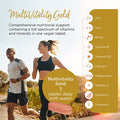 Healthspan Multivitamin Gold (180 Tablets) A-Z Formulation Wellbeing and Immune Support Algal Source Vitamin D3 Vitamins A, B, C, D, E and K Calcium Iron Magnesium Selenium and Zinc Vegan