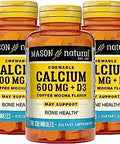 Mason Natural Calcium 600 Mg With Vitamin D3 - Supports Healthy Bones, Strengthens Muscle Function, Coffee Mocha Flavor, 100 Chewables (Pack Of 3)