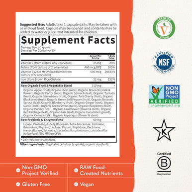 Garden Of Life Vitamin Code Raw Iron Supplement 22Mg