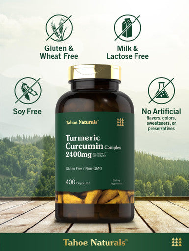 Carlyle Turmeric Curcumin Supplement 2400Mg | 400 Powder Capsules | Non-Gmo, Gluten Free Complex | Tahoe Naturals