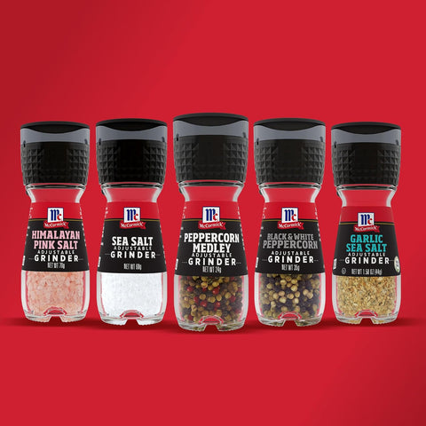 McCormick Grinder Essentials Variety Pack, Non GMO, Varieties Include Black Peppercorn, Himalayan Pink Salt, Peppercorn Medley & Sea Salt, 6.47 oz