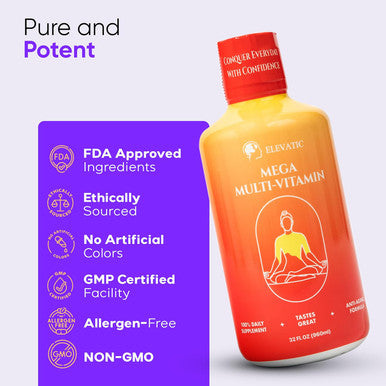 Mega Liquid Multivitamin 32 Fl.Oz (960Ml) Easy To Consume Daily Use Multivitamin Liquid Nutrition & Immune Support Packed With Vital Nutrients For All