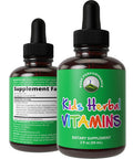 Kids Vitamins From Herbs. Liquid Kids Herbal Multivitamin. No Bitter Taste. Sugar Free 14-In-1 Vegan Supplement Drops For Toddler